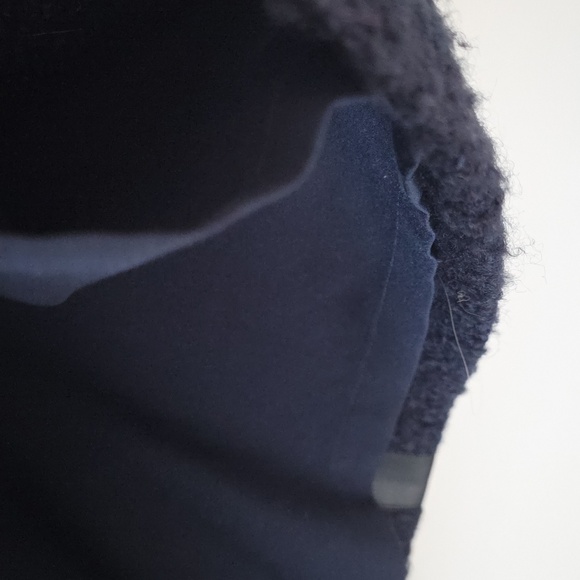 CLUB MONACO | Tweed Pencil Skirt Navy Wool Black Faux Leather Sz 12 - Picture 5 of 6